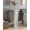 Wood and Mirror Pedestal Stand With Faux Crystals, Silver