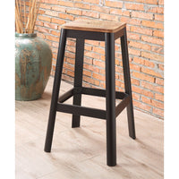 Industrial Style Metal Frame and Wooden Bar Stool, Brown and Black