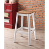 Industrial Style Metal Frame and Wooden Bar Stool, Brown and White