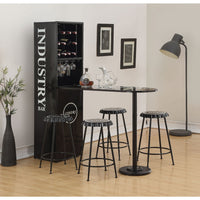 Modern Style Metal Counter Height Table with Wall Storage Cabinet, Black