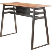 Industrial Rectangular Shaped Wooden Bar Table With Metal Legs, Gray and Brown