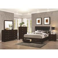 Wooden Nightstand with Two Spacious Beveled Front Drawers, Dark Brown