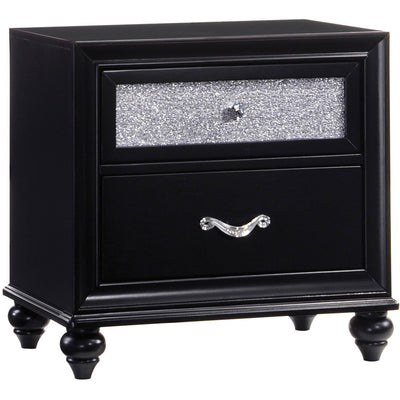 Two Drawers Wooden Night Stand with Acrylic Drawer Front, Black