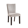 Wooden Parson Dining Chair with Fabric Upholstered Seat and Back, Set of Two, Cream and Brown
