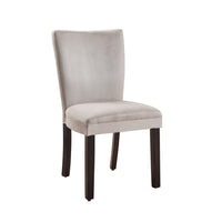 Wooden Parson Dining Chair with Fabric Upholstered Seat and Back, Set of Two, Cream and Brown