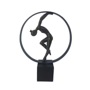 Decorative Polyresin Circular Sculpture Featuring A Dancer, Bronze and Copper