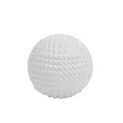 Decorative Ceramic Orb with Rope Textured Surface, Small, White