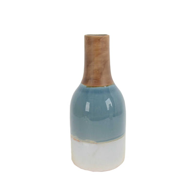 Bottle Shape Ceramic Vase with Elongated Neck, Multicolor