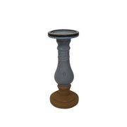 Pedestal Shape Two Tone Ceramic Candle Holder, Large, Blue and Brown