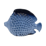 Ceramic Decorative Fish Figurine with Embossed Dots, Blue
