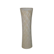 Textured Ceramic Vase with Pine Needle Design, White