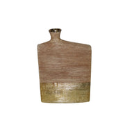 Contemporary Ceramic Vase with Narrow Neck Opening, Medium, Gold and Brown