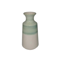 Dual Tone Ceramic Vase with Round Opening, Medium, Green and White