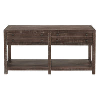 Wooden Two Drawer Console Table with Bottom Shelf, Brown
