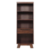 Wooden Four Open Shelf and One Drawer Pier Tower , Walnut Brown