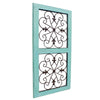 Traditional Mango Wood Framed Wall Panel with Metal Scroll Work Details, Green and Brown