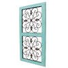 Traditional Mango Wood Framed Wall Panel with Metal Scroll Work Details, Green and Brown