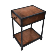 Metal Framed Mango Wood End Table with Drawer