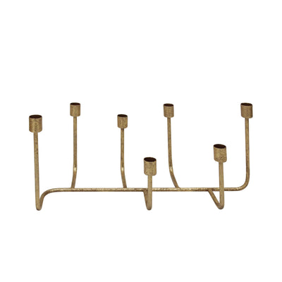 Decorative Metal Candle Holder with Seven Taper Stand, Copper