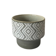 Contemporary Style Ceramic Planter with Intricate Design, Small, Gray and White