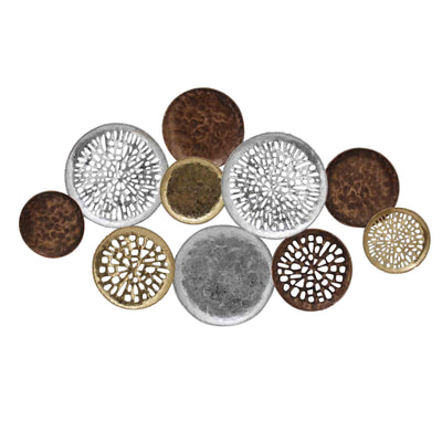 Clusters of Circles Metal Wall Decor with Aesthetic Details, Multicolor