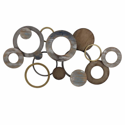 Clusters of Overlapping Circles Metal Wall Decor with Cutout Details, Multicolor