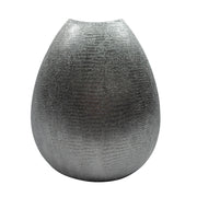 Decorative Ceramic Vase with Textured Pattern, Silver