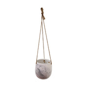 Hanging Ceramic Planter Pot with Rope, White and Gray