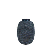 Ceramic Round Table Vase with Spiked Surface, Small, Blue