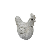 Polyresin Chicken Sculpture with White Spotted Outer Texture, Gray
