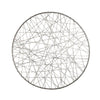 Round Abstract Metal Wall Decor with Wire Design, Small, Silver