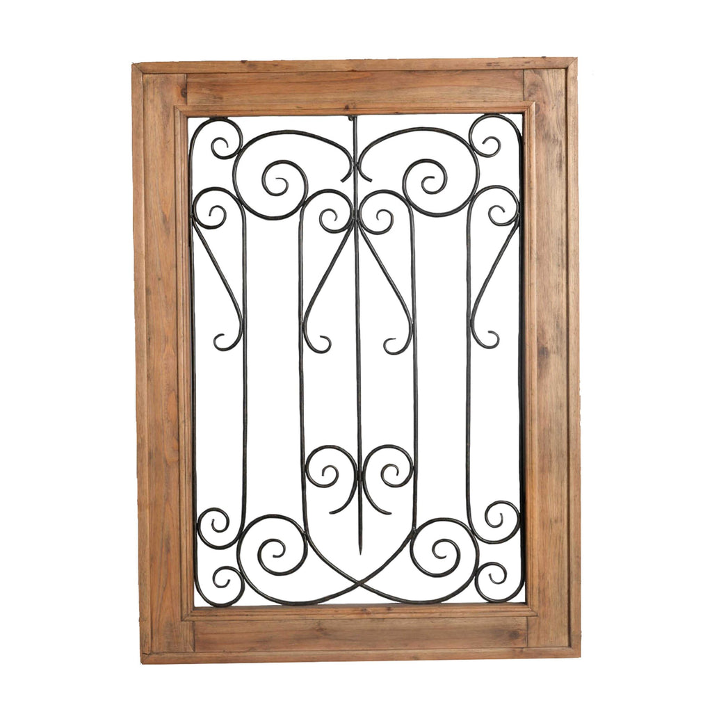 Wood and Metal Scroll Wall decor, Brown and Black
