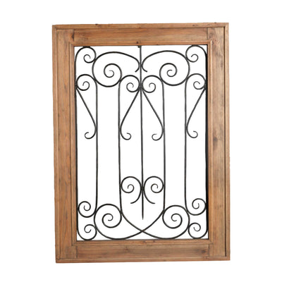 Wood and Metal Scroll Wall decor, Brown and Black