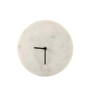 Marble Round Clock with Minute and Hour Hand, White