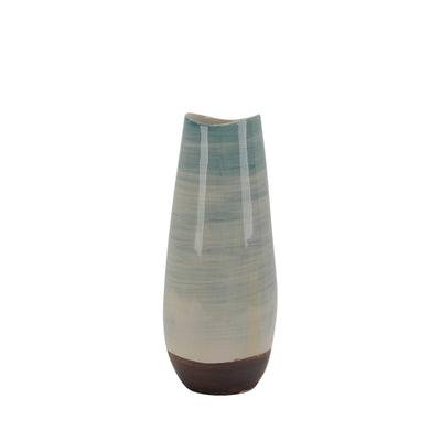 Transitional Ceramic Vase with Round Base, Multicolor