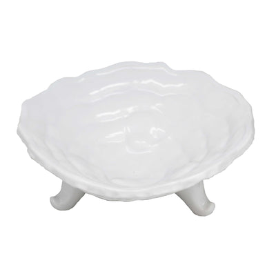 Contemporary Ceramic Footed Bowl, White