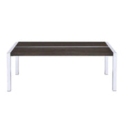 Rectangle Wooden Top Coffee Table with Straight Metal Legs, Espresso Brown