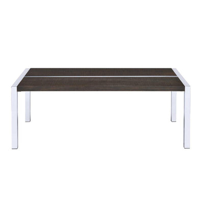 Rectangle Wooden Top Coffee Table with Straight Metal Legs, Espresso Brown