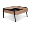 Wooden Coffee Table with Lift Top and Removable Glass Tray, Natural Brown and Black