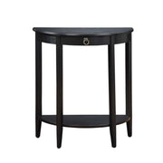 Wooden Half Moon Shaped Console Table with One Storage Drawer, Black