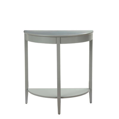 Wooden Half Moon Shaped Console Table with One Open Bottom Shelf, Gray