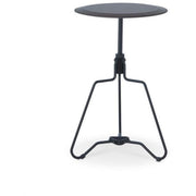 Adjustable End Table with Leatherette Upholstered Top and Metal Tripod Base, Brown and Black