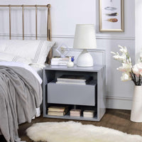 Contemporary Style Wooden Nightstand with Spacious Storage Space, Gray