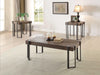 Industrial Style Wood and Metal Coffee End Table Set, Black and Brown, Pack of 3
