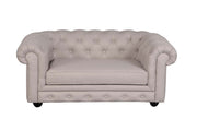 Fabric Upholstered Wooden Dogs Sofa with Button Tufting Details, Beige