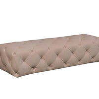 Fabric Upholstered Wooden Bench with Button Tufted Detailing, Beige