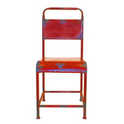 Metal Armless Dining Chair with Half Back Support and Straight Feet, Red, Set of Two
