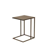 Metal Rectangular Side Table with Geometric Base,  Brown