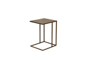 Metal Rectangular Side Table with Geometric Base,  Brown