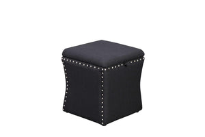 Fabric Upholstered Lift Top Storage Wooden Ottoman with Nail head Decorative Base, Gray